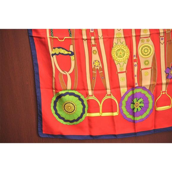 Auth Celine Scarf Belt Motif Silk Navy #76135C10B - Picture 4 of 15